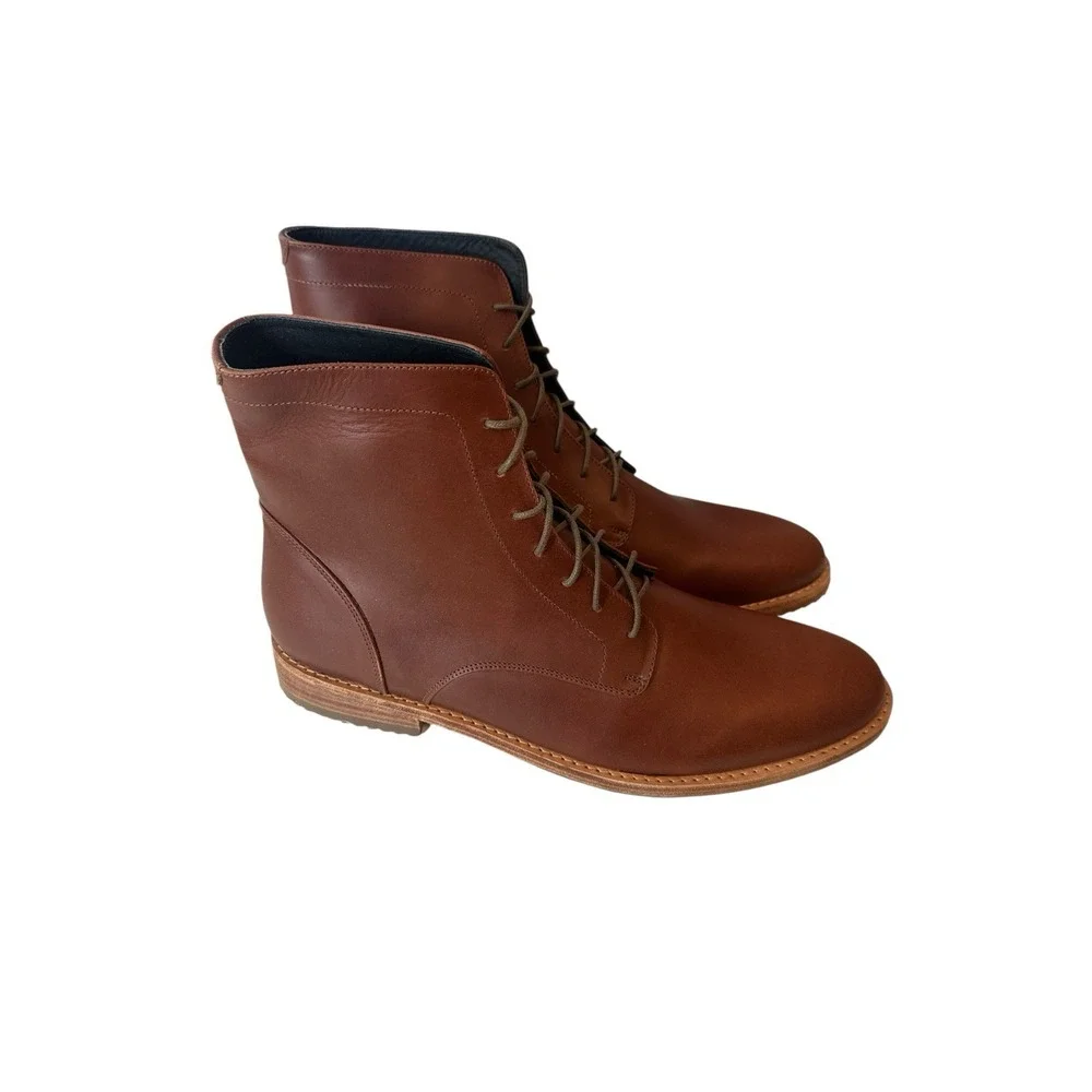 New NISOLO Everyday Lace Up‎ Boot Mens Size 10.5 Brandy Designer Career Office